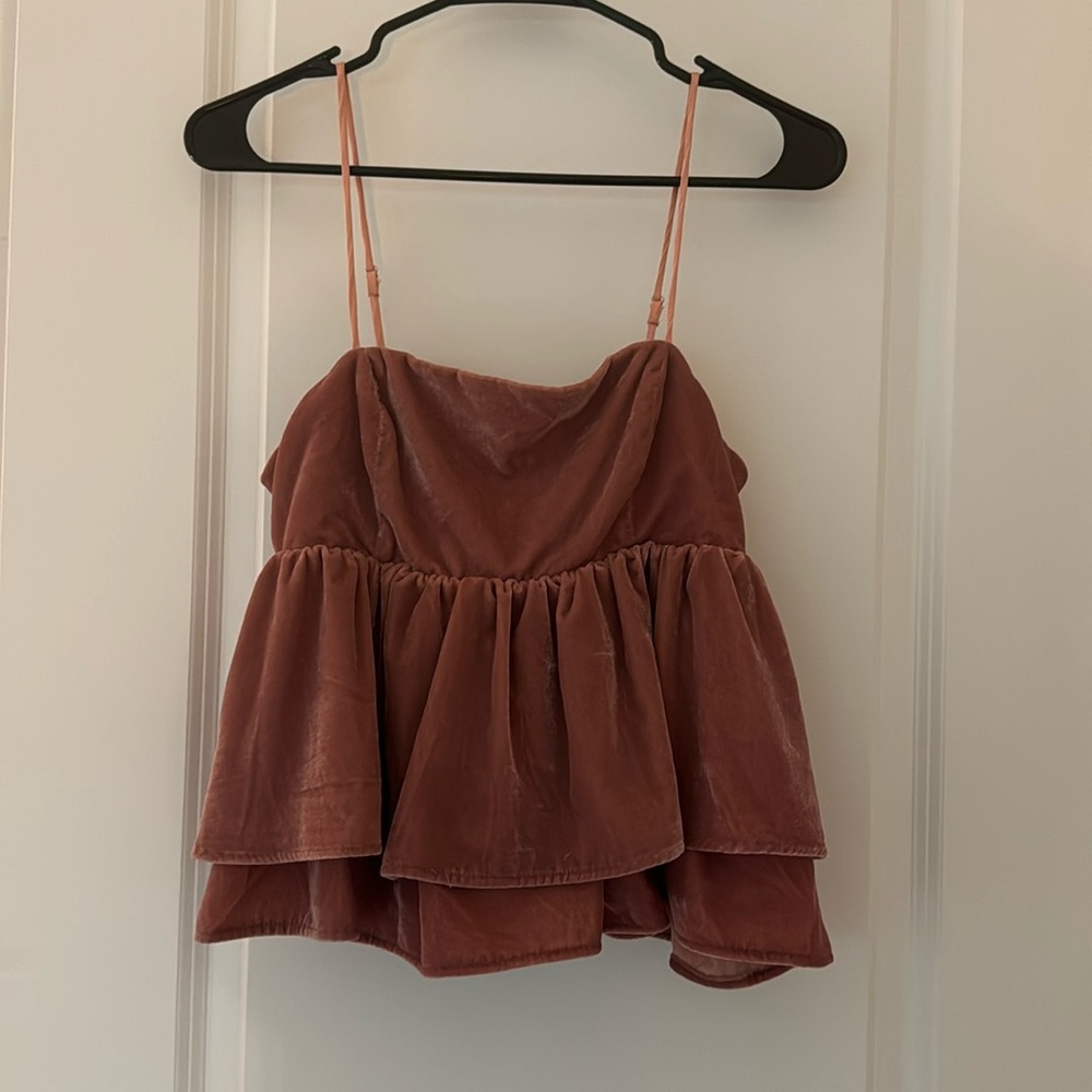 Cute velvet ruffle top
